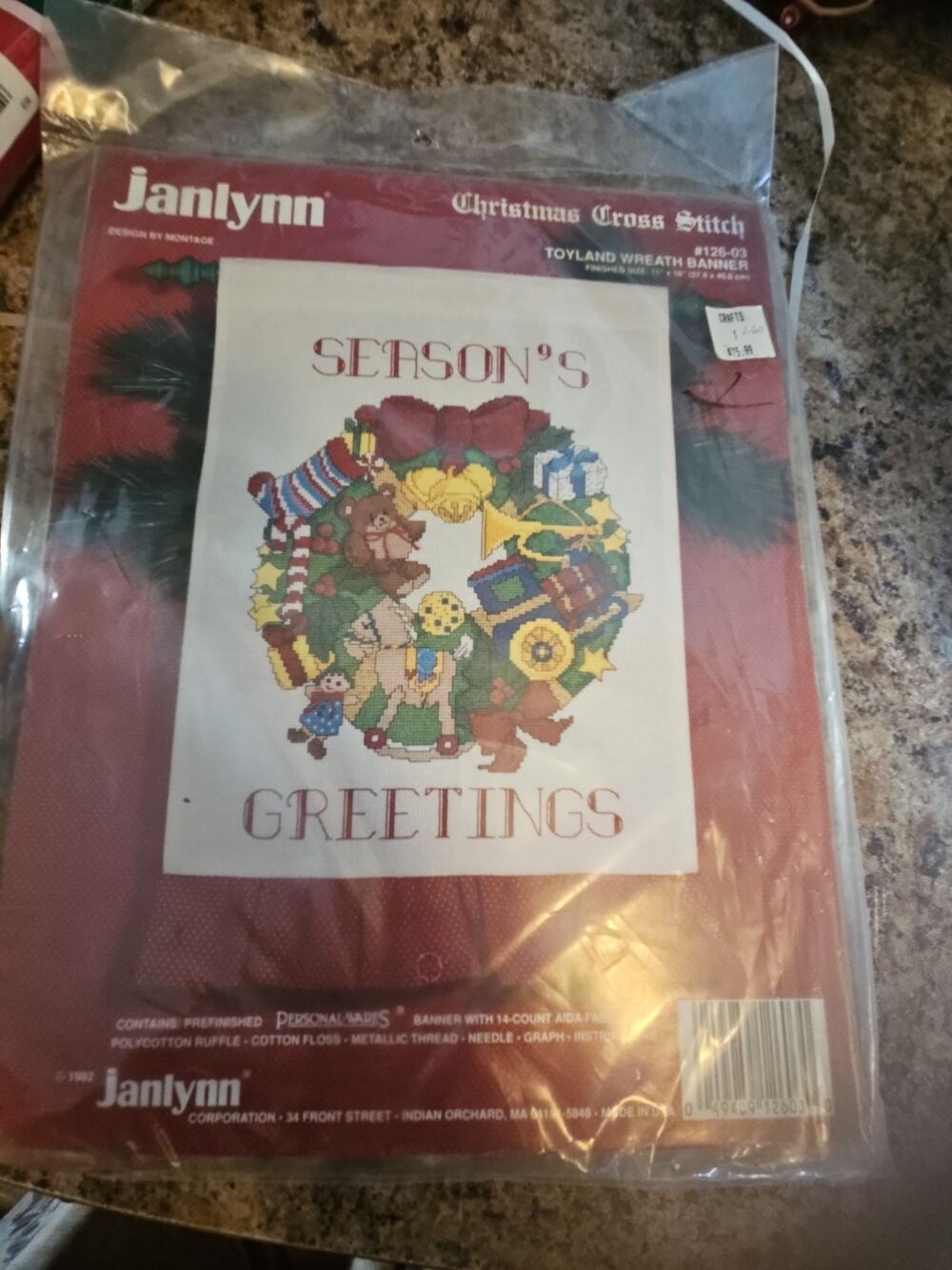 Janlynn Christmas Toyland Wreath Banner Cross Stitch Kit